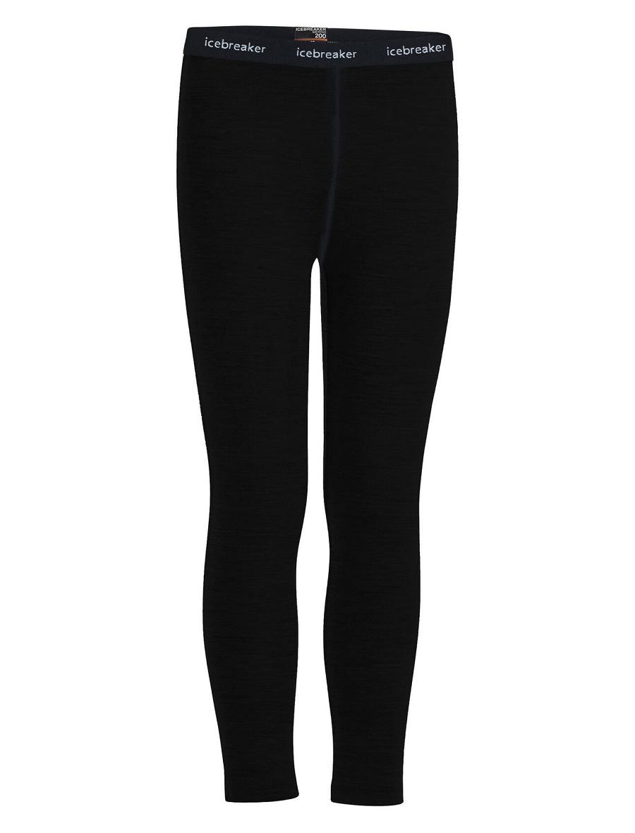 Kids\' Icebreaker Merino 200 Oasis Thermal Leggings Black | CA 1012KORI